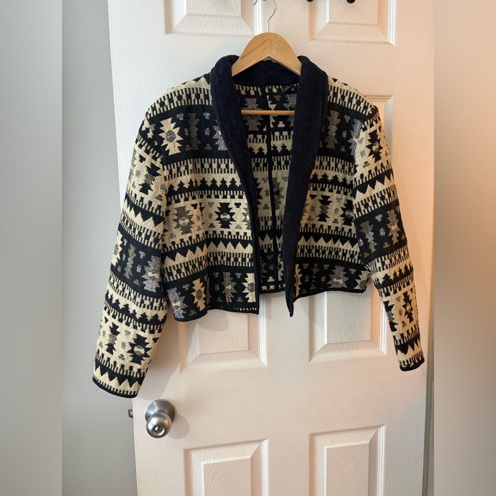 New Identity size 1X tapestry western Aztec cropped jacket - Picture 2 of 11